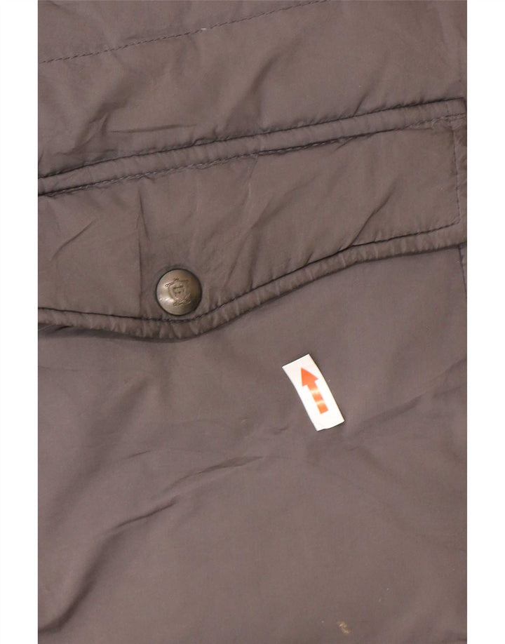 Massimo Dutti Manteau rembourré à capuche pour femme UK 40 Large Gris Polyester