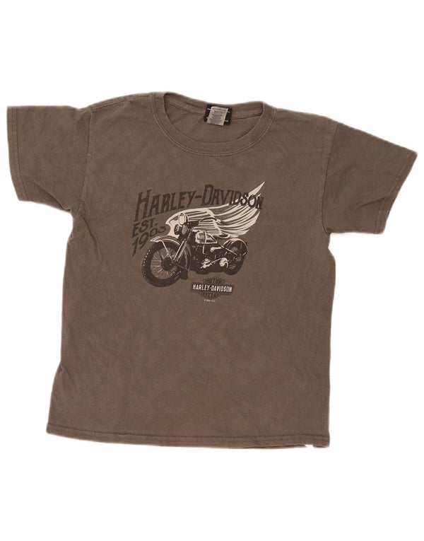 Harley Davidson T-shirt graphique pour femme UK 10 Petit coton gris
