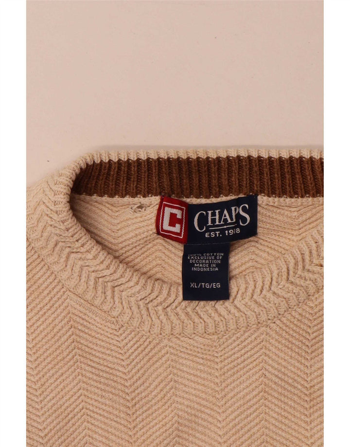 Chaps Pull col rond homme XL en coton à chevrons beige