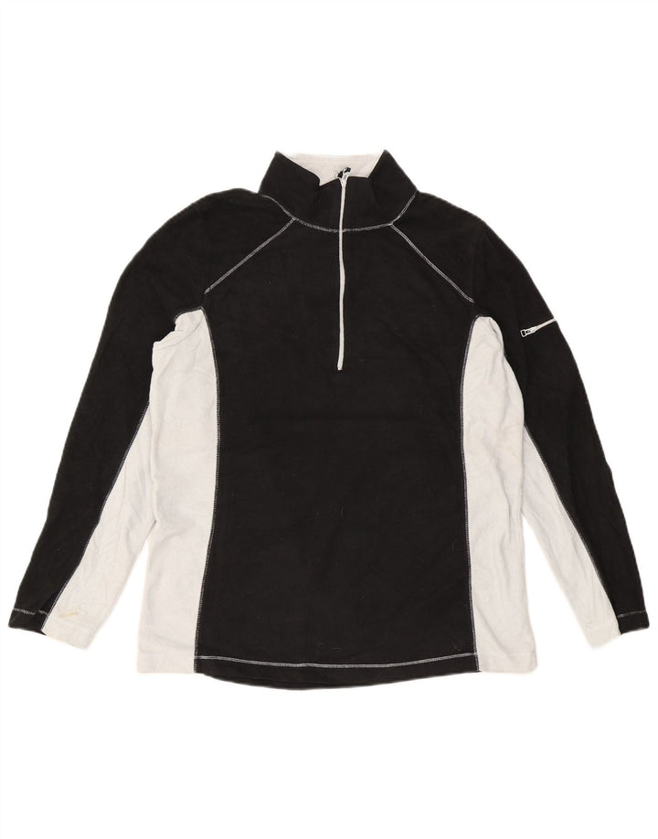 Eddie Bauer Pull polaire à col zippé pour homme Large Noir Colorblock Polyester