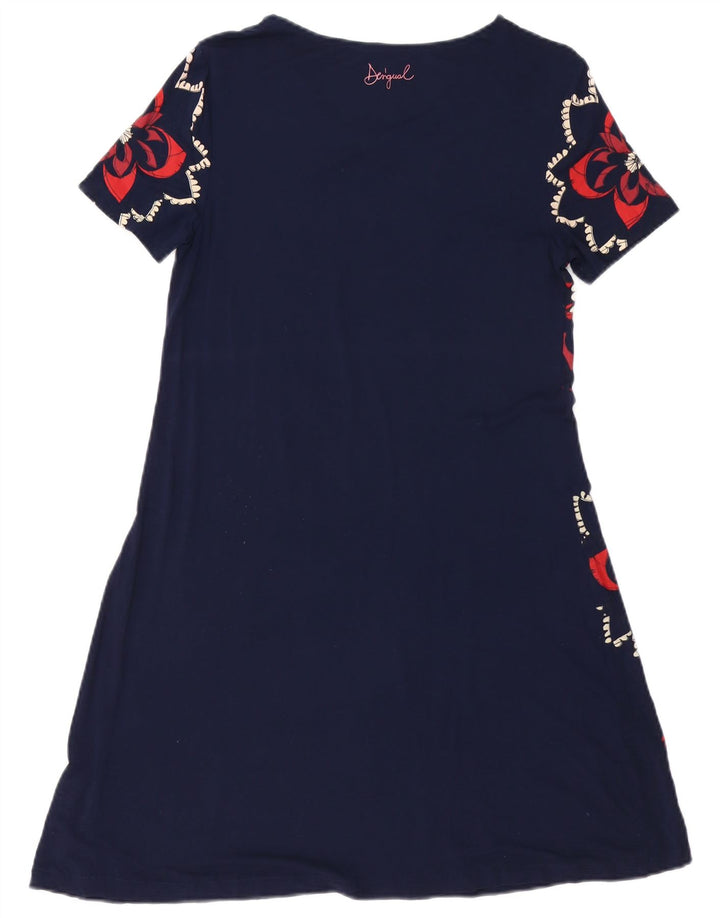DESIGUAL Robe trapèze graphique pour femme UK 10 Petit Bleu Marine Floral