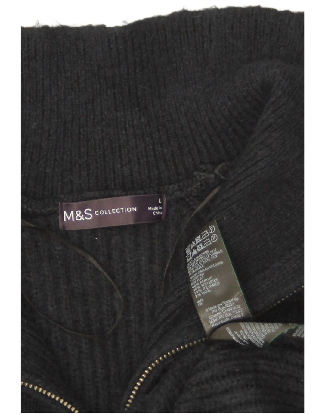 Marks & Spencer Pull à col zippé pour femme UK 16 Large Bleu marine