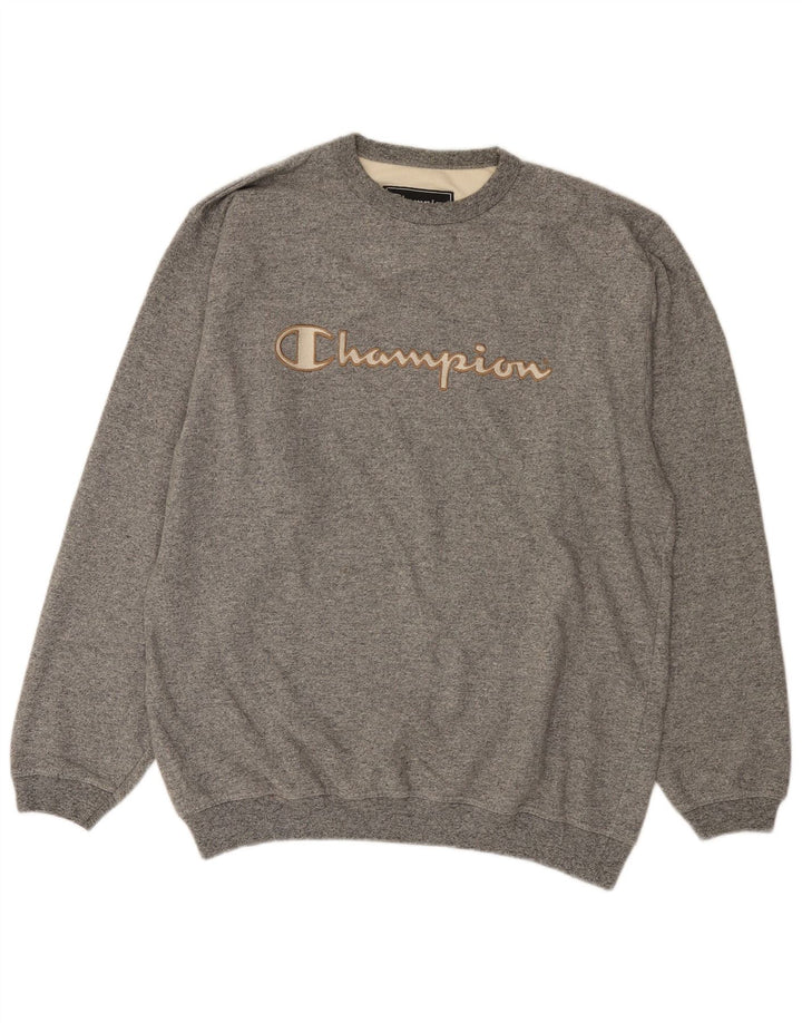 Champion Sweat-shirt graphique pour homme en coton moucheté gris grand