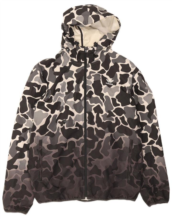 Adidas Veste de pluie à capuche pour homme UK 38 Gris moyen Camouflage Polyester