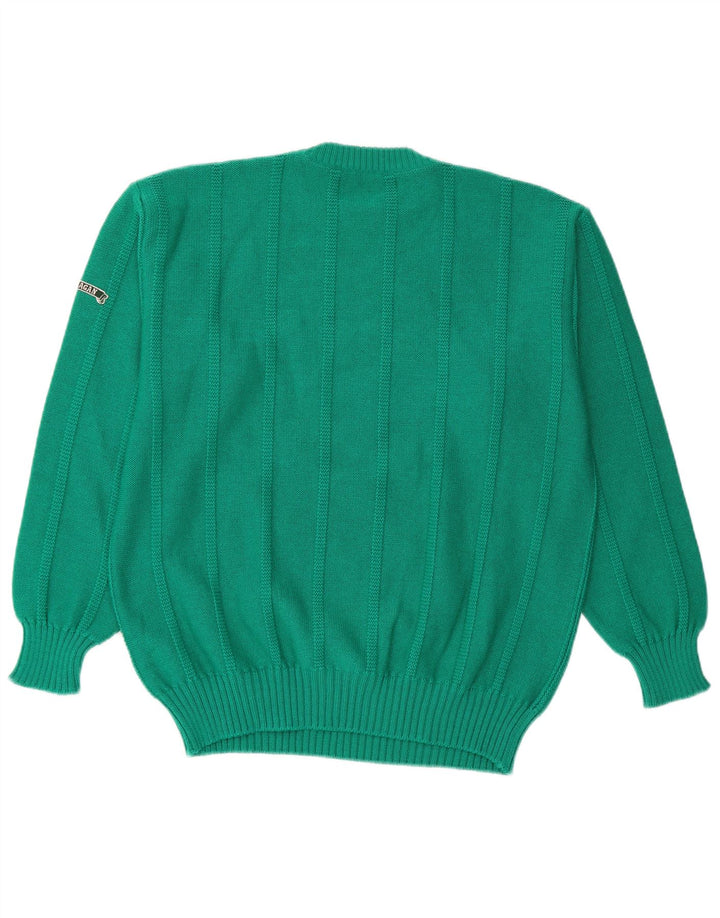 Ouragan Pull col rond homme en laine vierge vert moyen