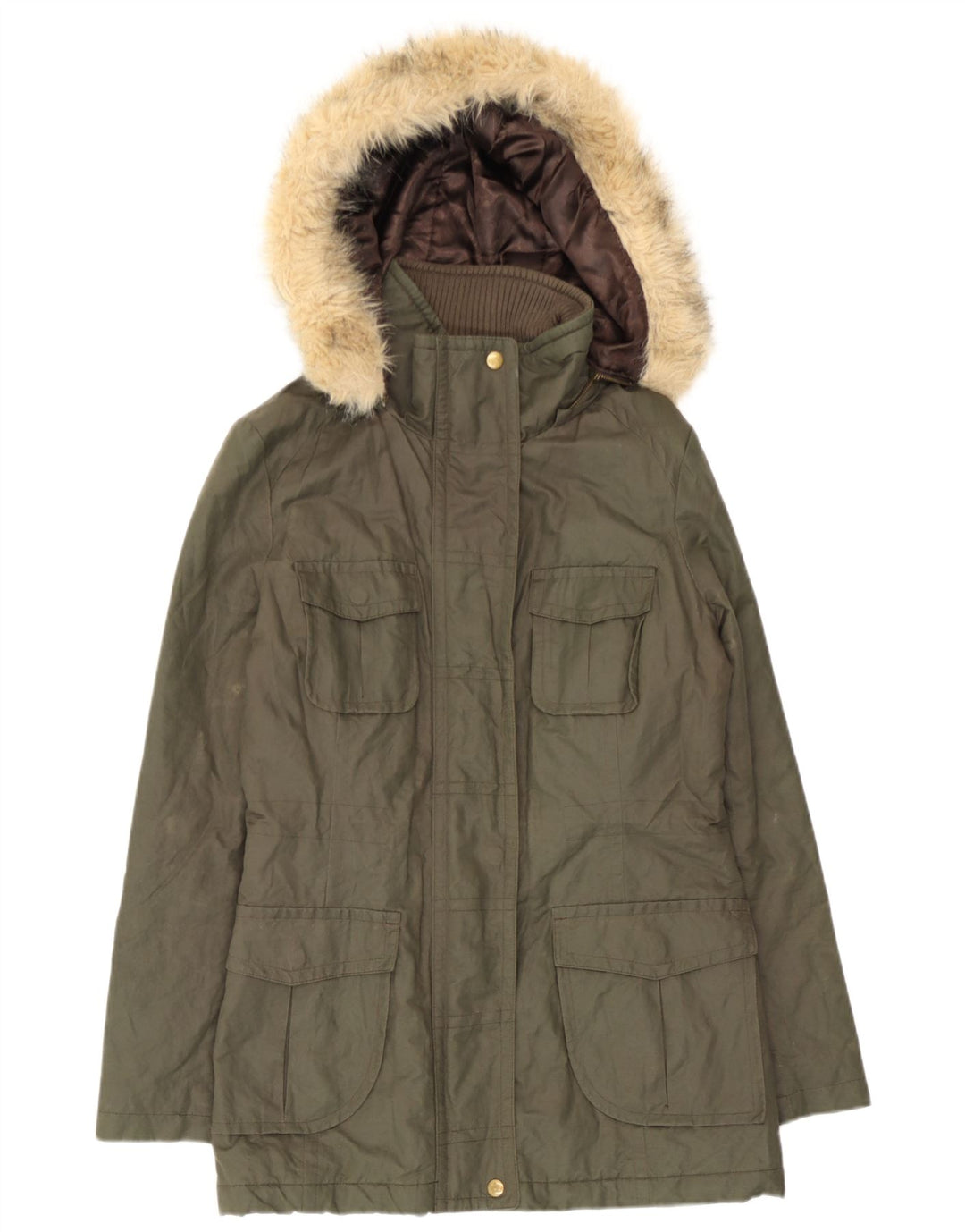Marks & Spencer Parka à capuche pour femme UK 12 en coton kaki moyen