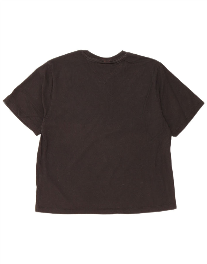 TOMMY HILFIGER T-shirt court graphique pour femme UK 10 petit coton noir