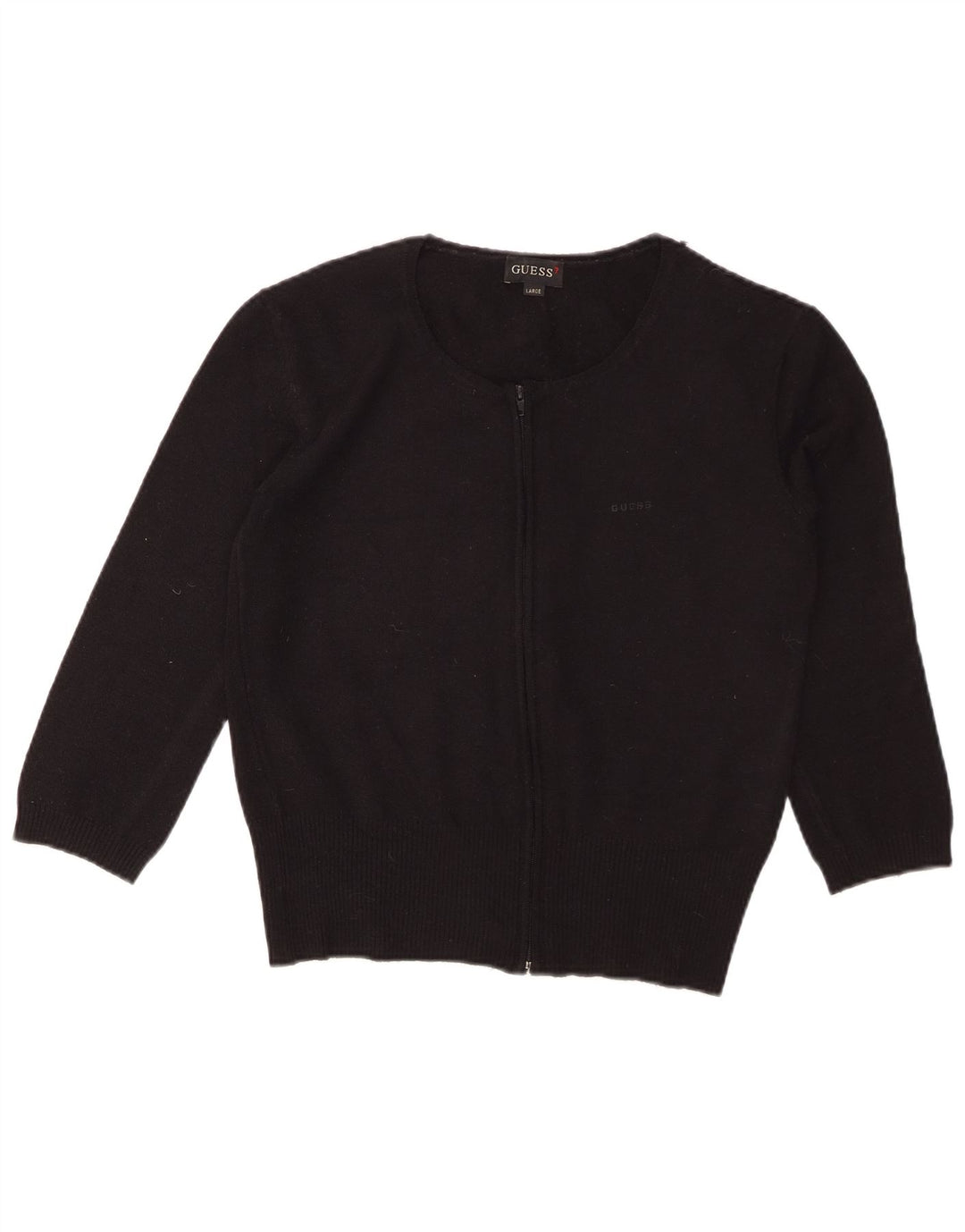 GUESS Cardigan court à manches 3/4 pour femme UK 14 Large Noir