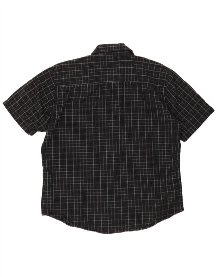 Pierre Cardin Chemise à manches courtes pour homme en coton à carreaux noir moyen