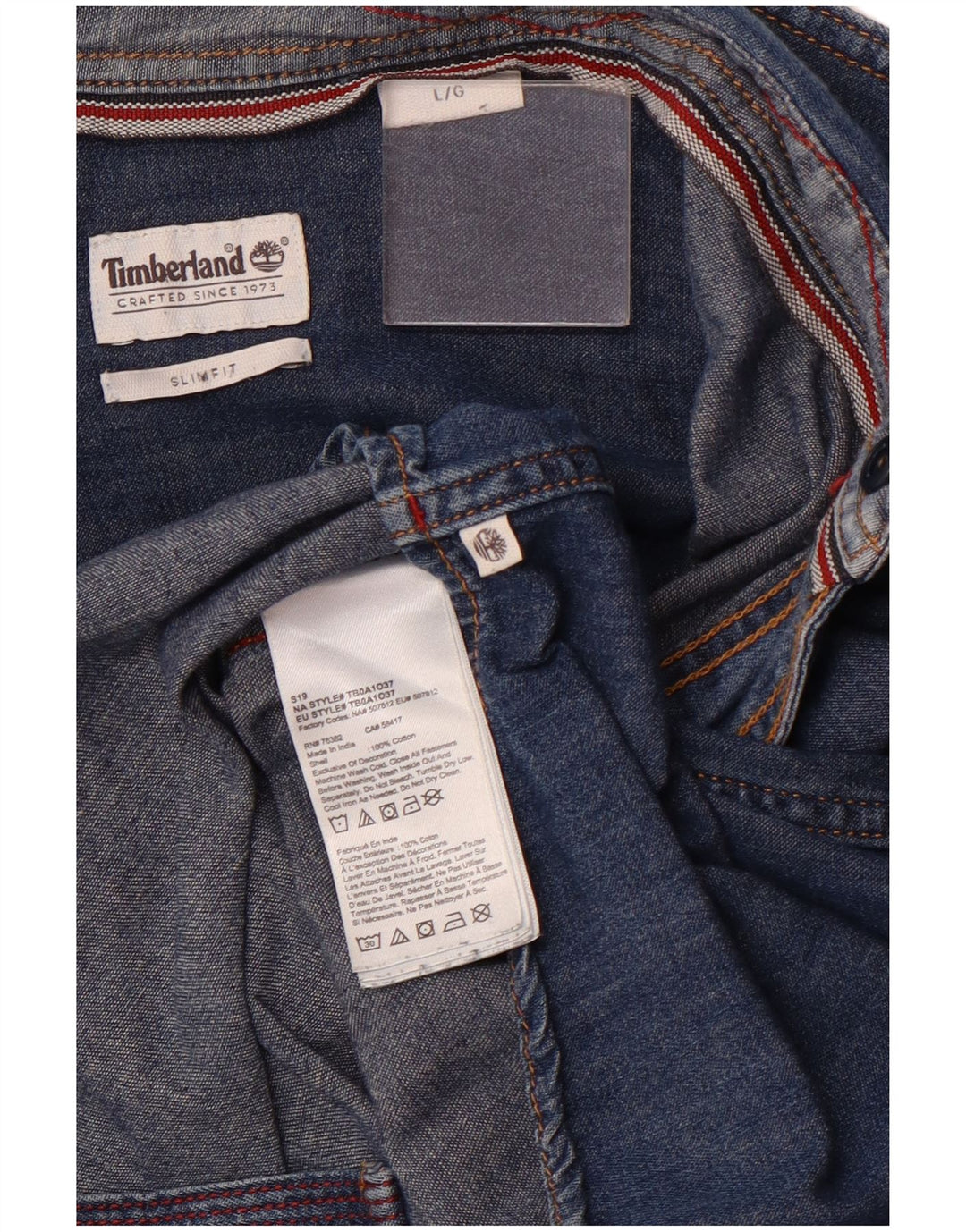 Timberland Chemise en Jean Slim Fit Homme Bleu Coton