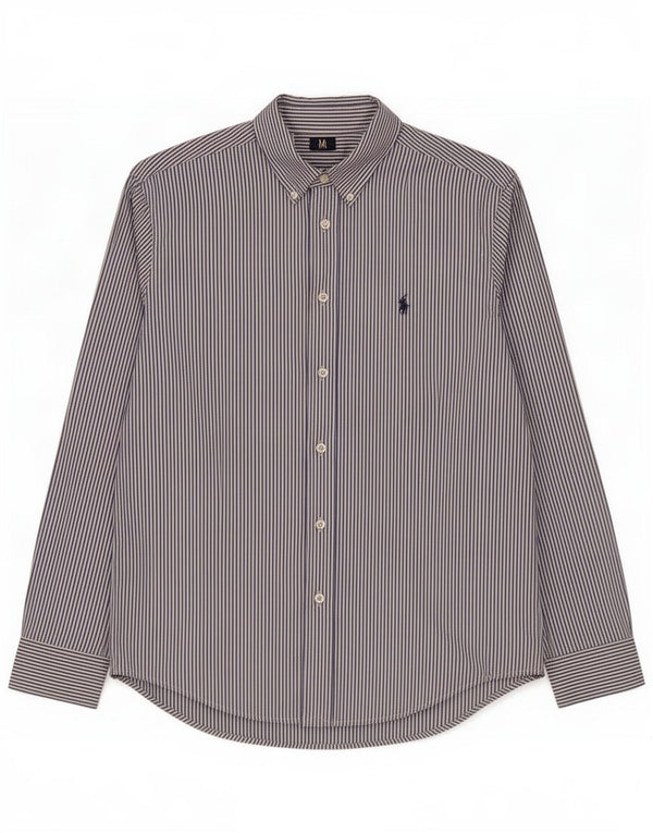Chemise Ralph Lauren pour garçon 14-15 ans en coton à fines rayures bleu marine