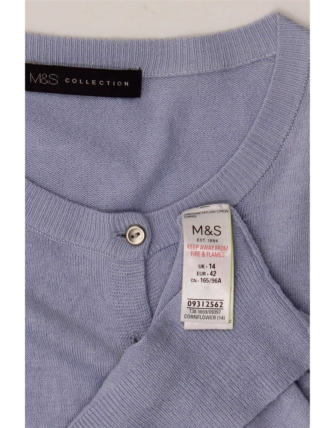 Marks & Spencer Pull Cardigan Femme UK 14 Large Bleu Viscose