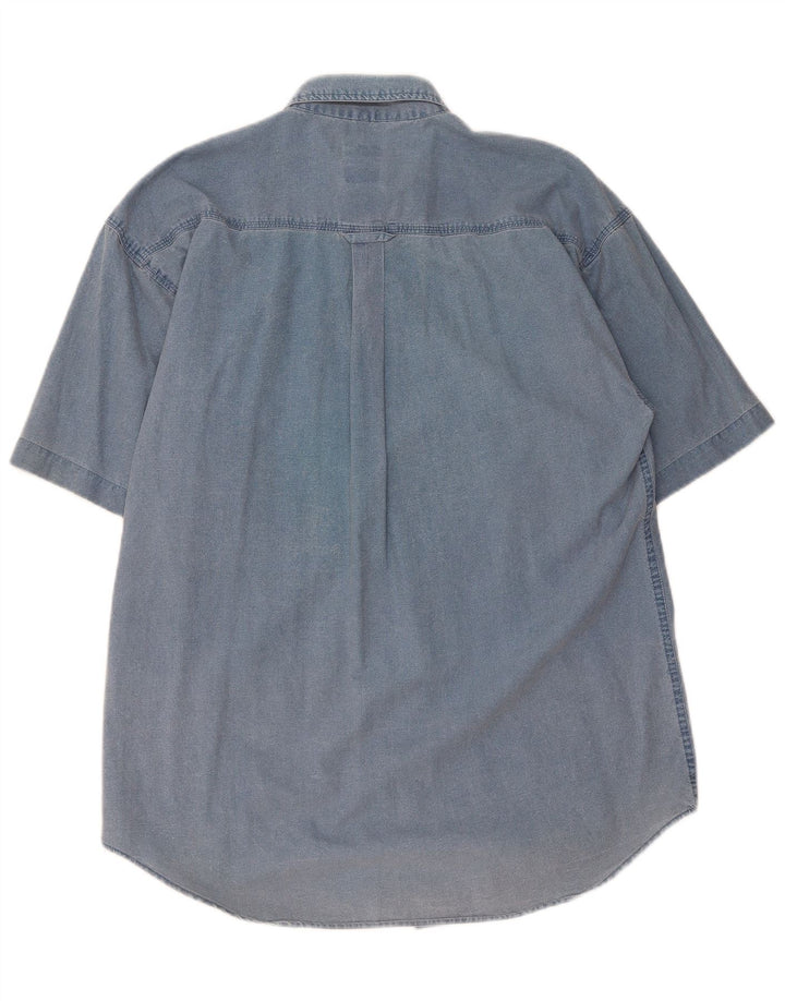 C & A Mens Short Sleeve Denim Shirt Size 37/38 Small Blue Cotton