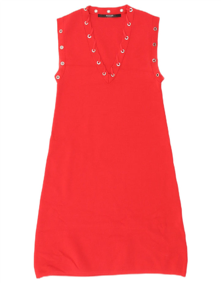Guess Robe trapèze sans manches pour femme UK 6 Small Rouge