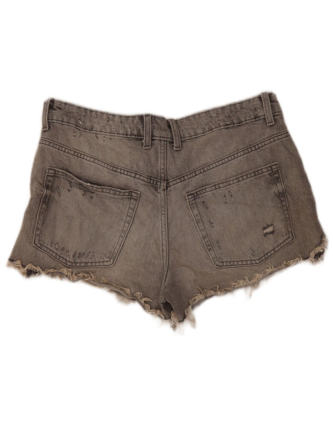 Zara Womens Denim Distressed Hot Pants EU 40 Medium W30 Gris Coton