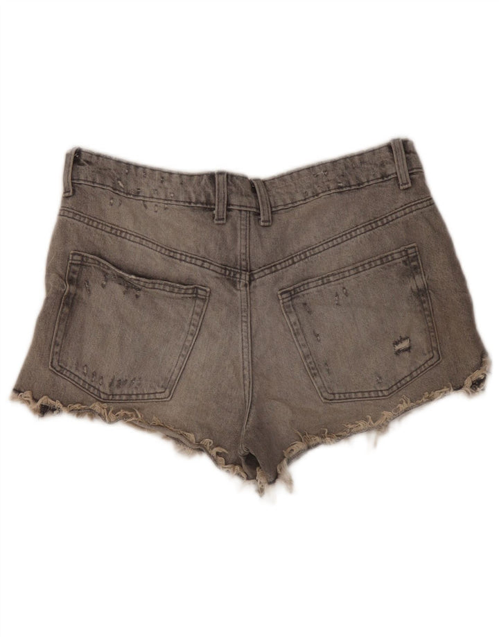 Zara Womens Denim Distressed Hot Pants EU 40 Medium W30 Gris Coton