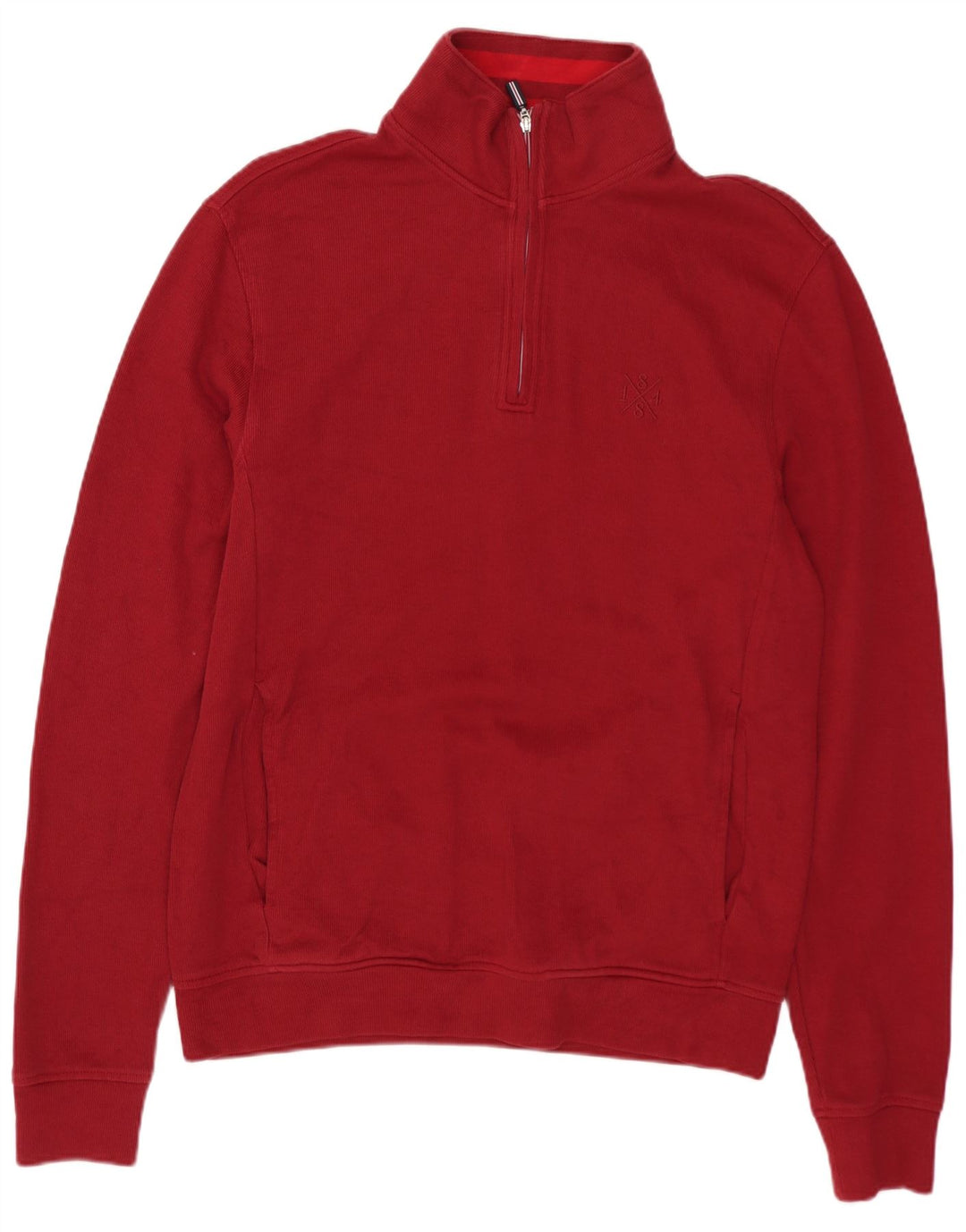 BLUE HARBOUR Sweat-shirt à col zippé pour homme Petit rouge en coton