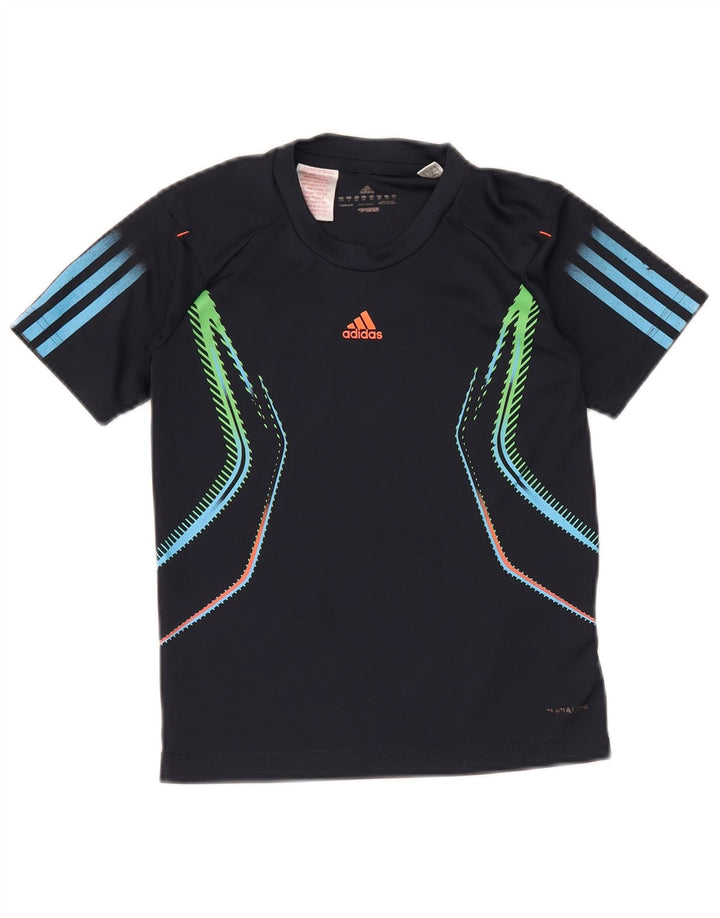 ADIDAS T-Shirt Garçon 9-10 ans Bleu Marine Géométrique Polyester