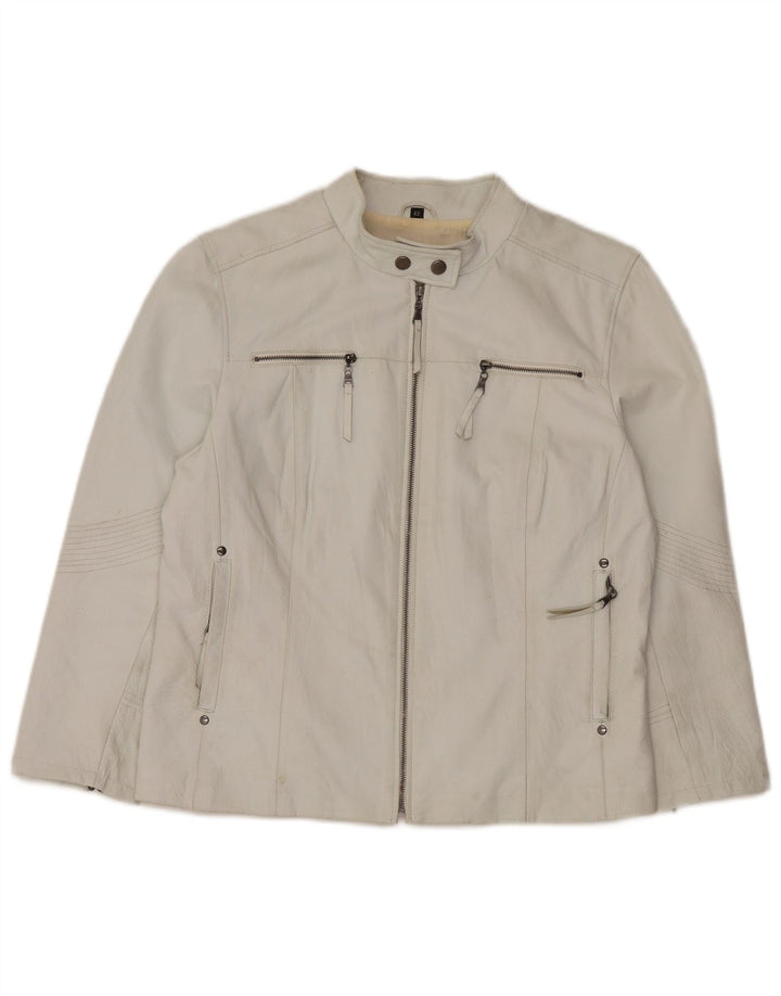 veste en cuir femme vintage EU 42 Grand cuir blanc