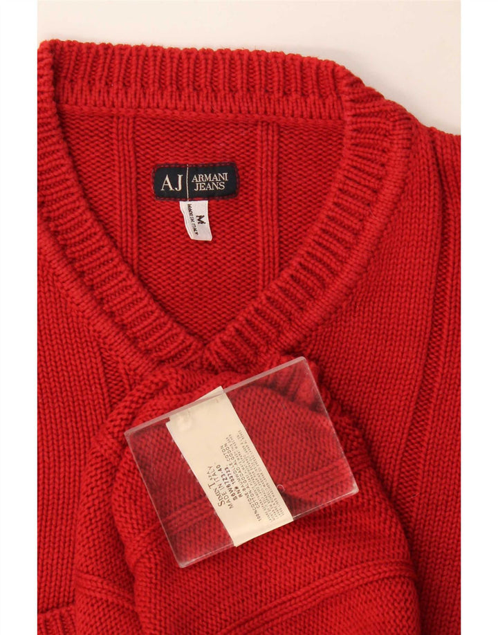 Armani Jeans Pull Col V Homme Rouge Moyen Coton