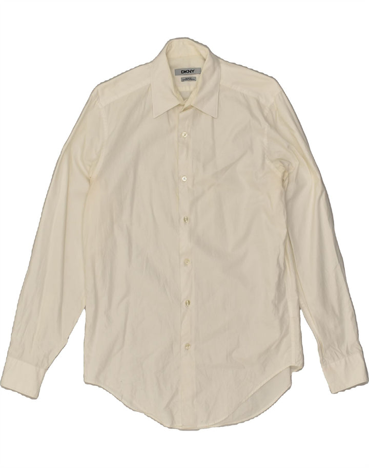 DKNY Mens Slim Fit Shirt Size 14 1/2 Small White Vintage Dkny and Second-Hand Dkny from Messina Hembry 