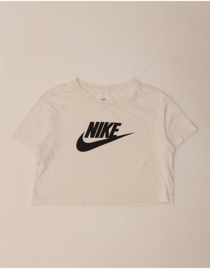 Nike T-shirt court surdimensionné pour femme UK 10 Small Blanc cassé
