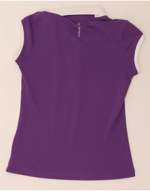Under Armour Polo Heat Gear pour femme UK 12 Violet moyen Colourblock