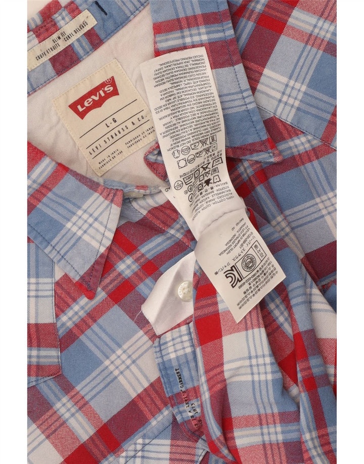 Levi's Chemise Slim Fit à Manches Courtes Homme en Coton à Carreaux Rouge Grand