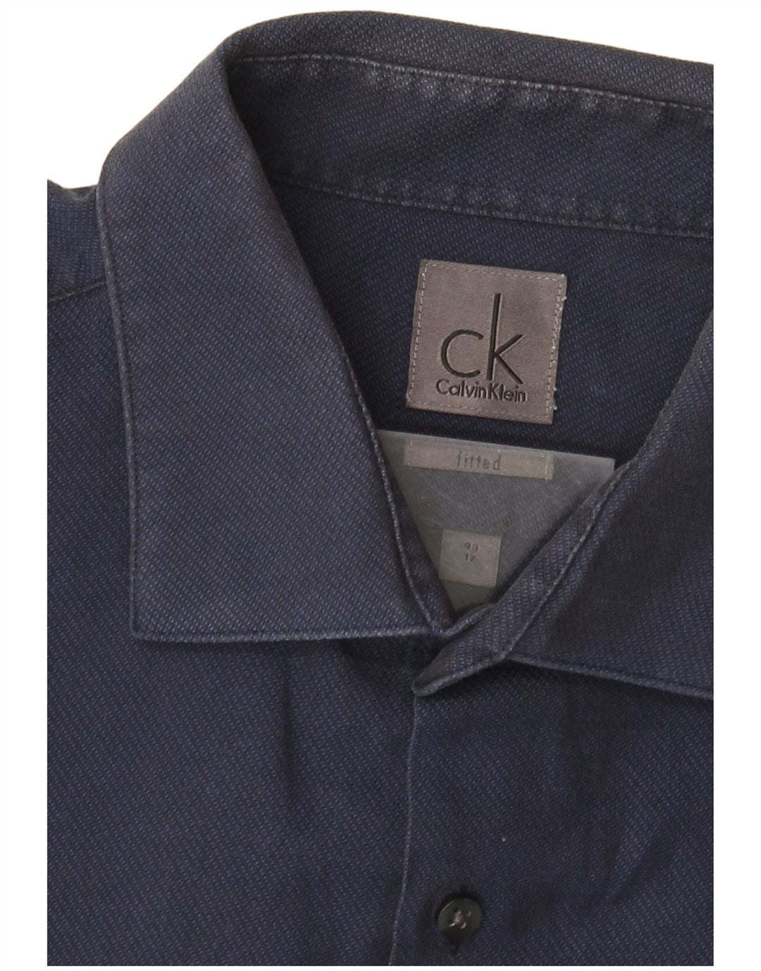 Calvin Klein Chemise ajustée pour homme Taille 17 XL Coton bleu marine