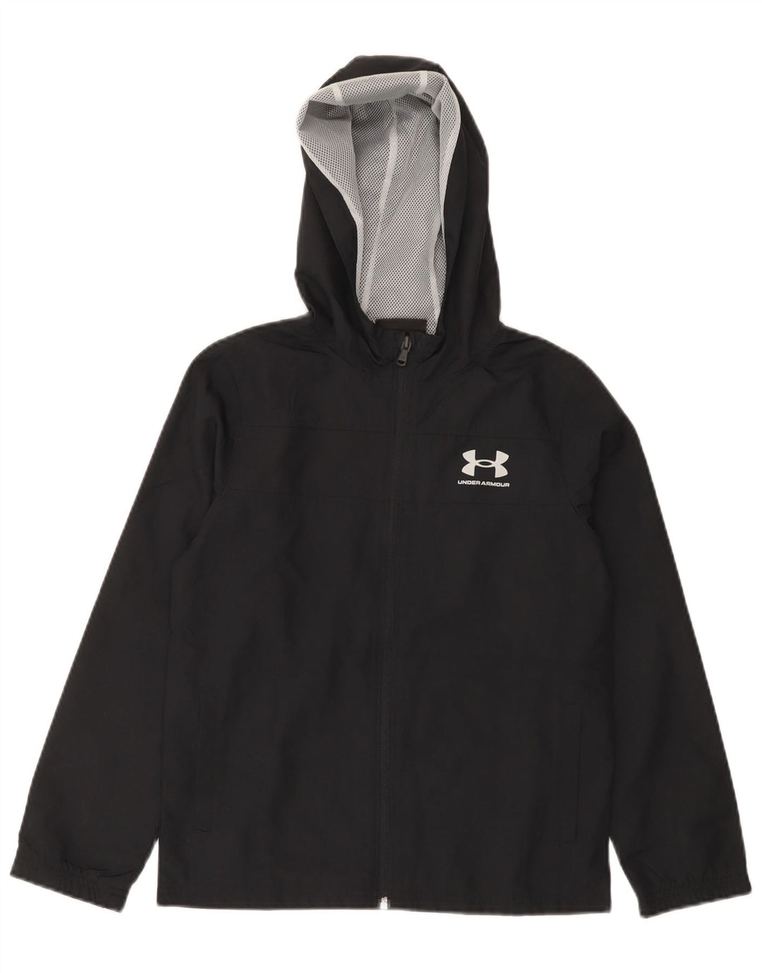 Under Armour Veste de Pluie à Capuche Garçon 9-10 ans Noir Moyen Polyester