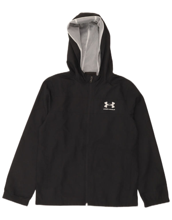 Under Armour Veste de Pluie à Capuche Garçon 9-10 ans Noir Moyen Polyester