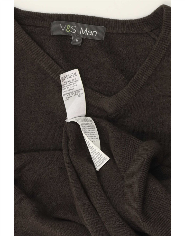Marks & Spencer Pull Col V Homme Gris Moyen Acrylique
