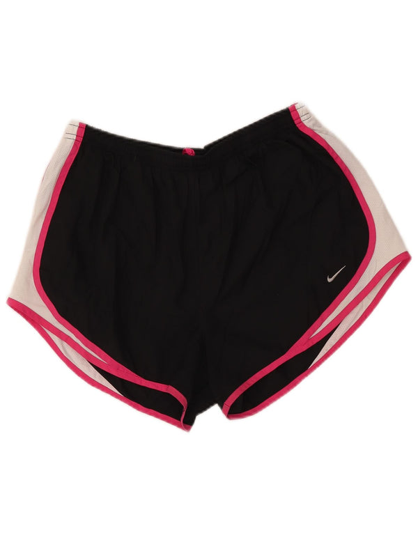 NIKE Short de sport Dri Fit pour femme UK 14 Large Noir Colorblock
