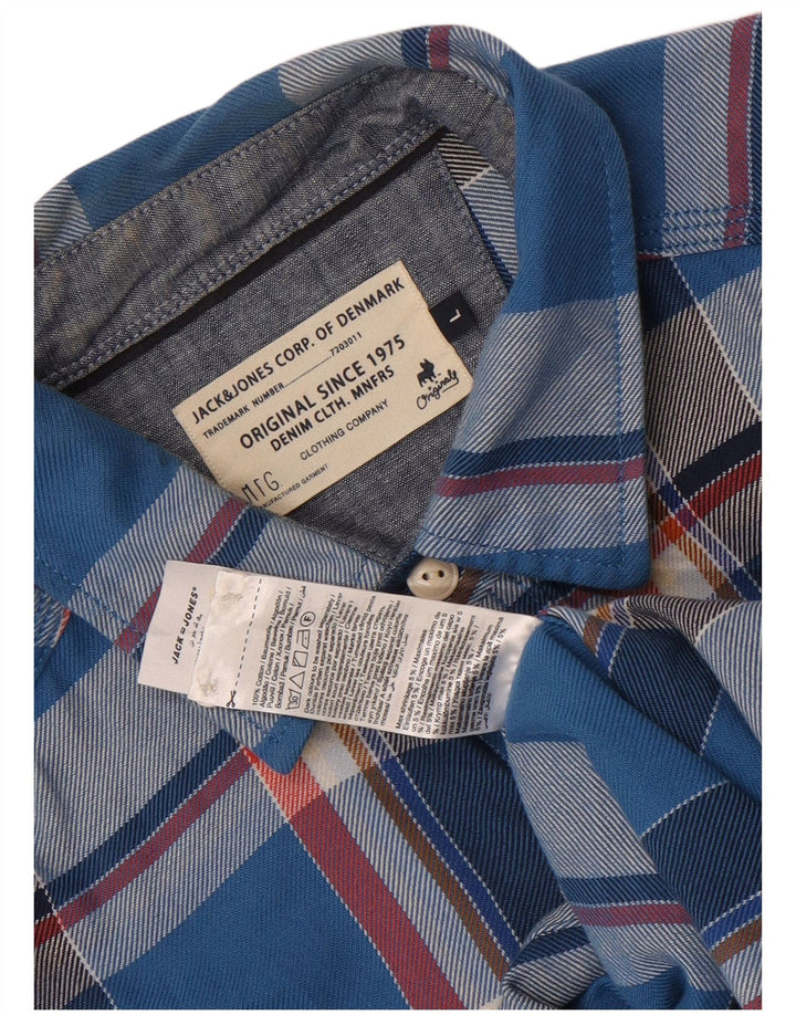 Jack & Jones Chemise en Flanelle Homme Grand Carreau Bleu Coton