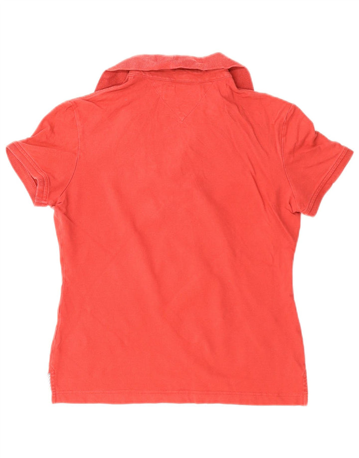 TOMMY HILFIGER Polo Femme UK 10 Petit Coton Rouge