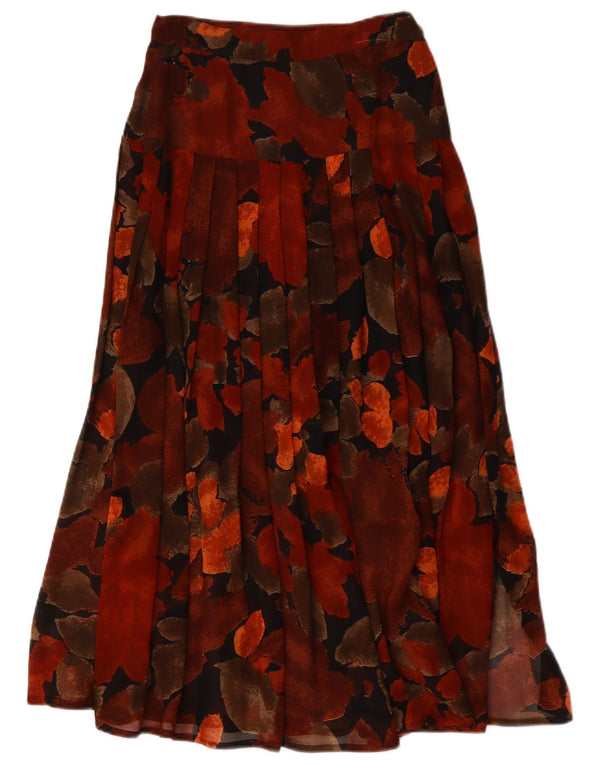 jupe plissée femme vintage IT 42 Medium W26 Acétate floral noir