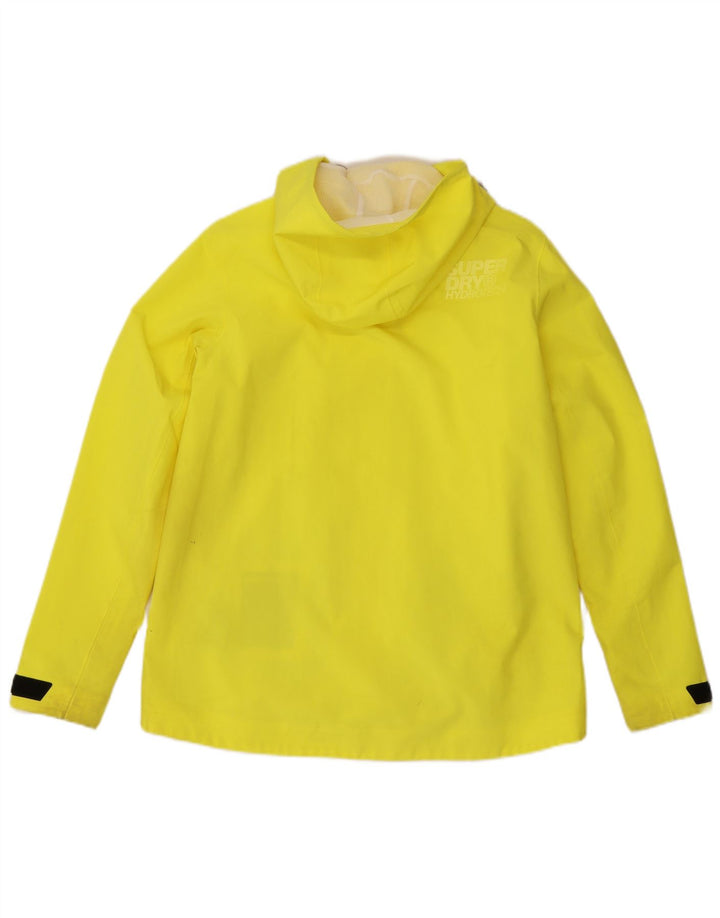 Superdry Veste de pluie à capuche pour femme UK 12 Jaune moyen Polyester