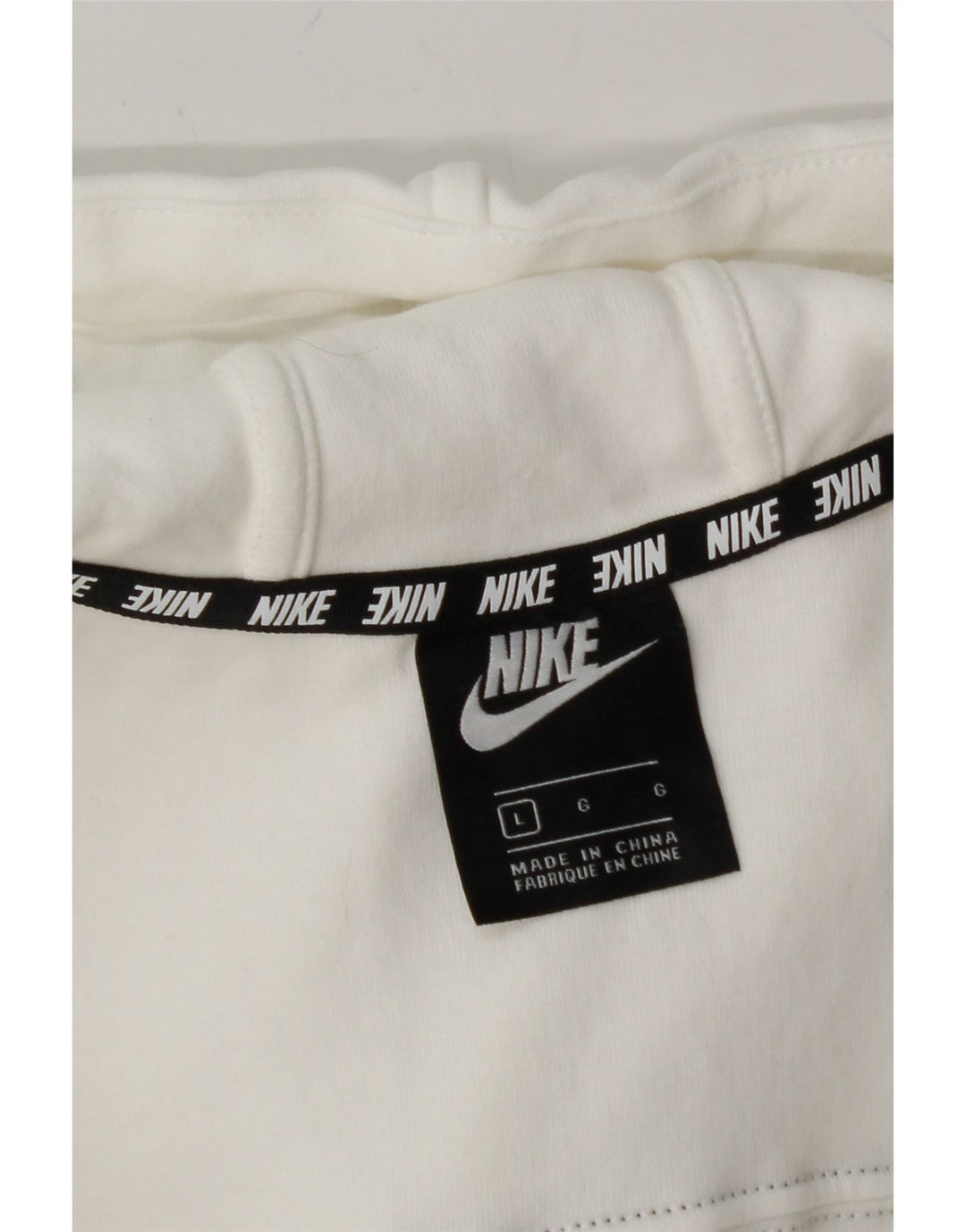 NIKE Mens Graphic Zip Hoodie Sweater Large White Cotton Vintage Nike and Second-Hand Nike from Messina Hembry 