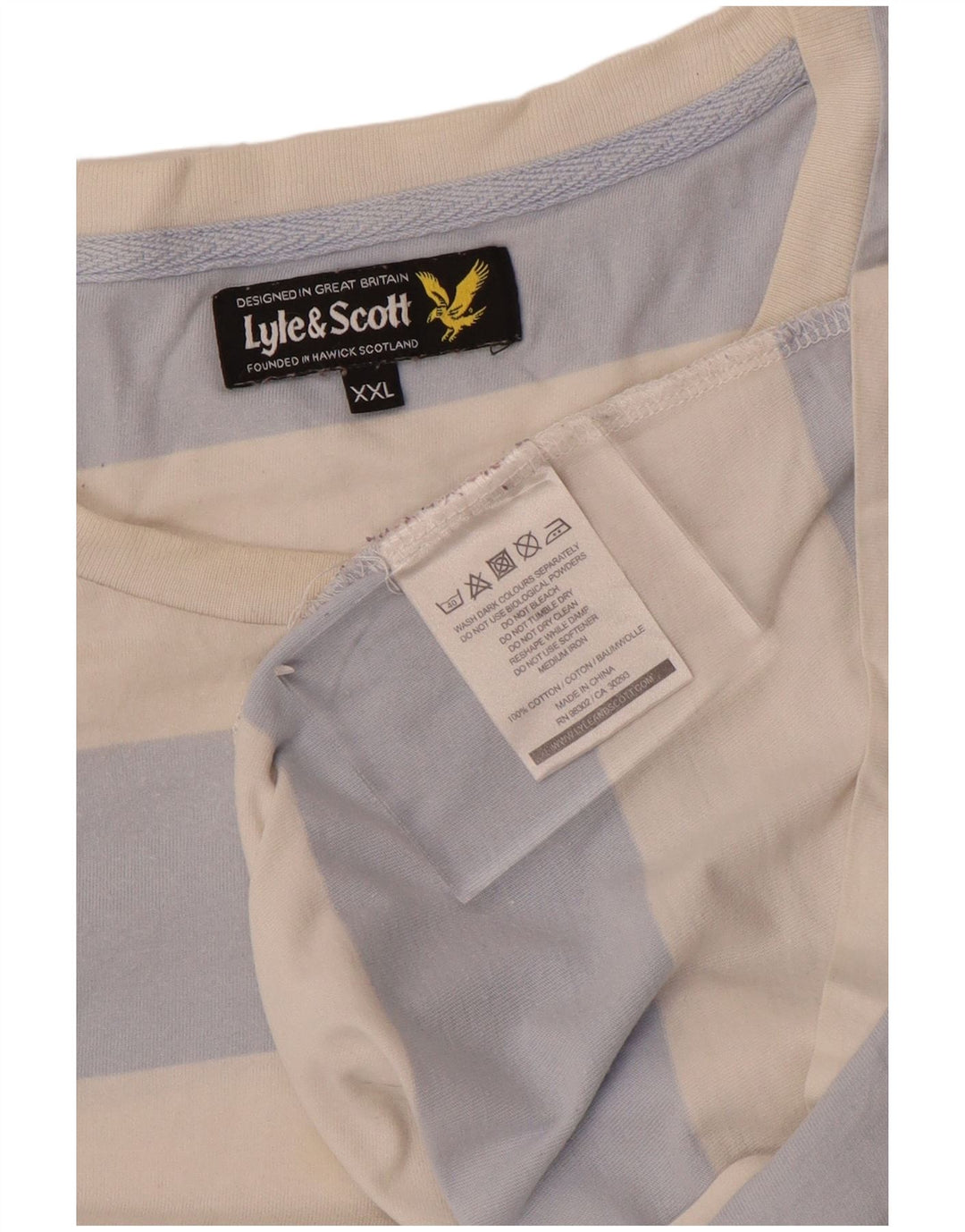 Lyle & Scott T-Shirt Homme Top 2XL Coton Rayé Blanc