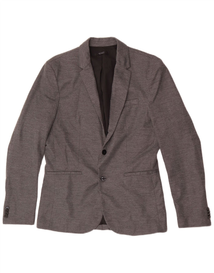Zara Veste blazer à 2 boutons pour homme UK 40 Large Gris Polyester