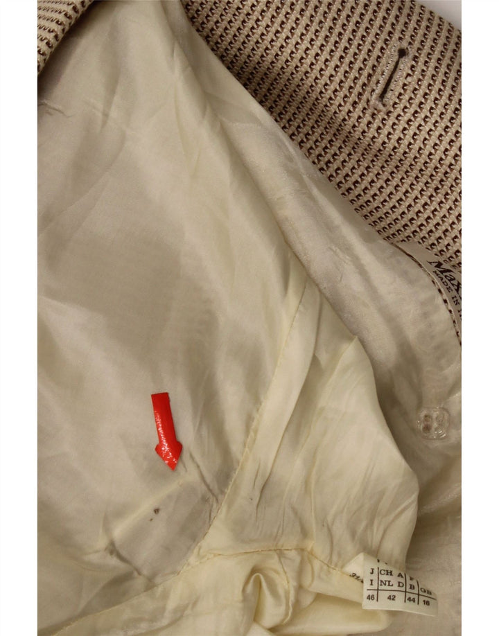 Max Mara Veste blazer double boutonnage pour femme UK 16 Large Beige Géométrique