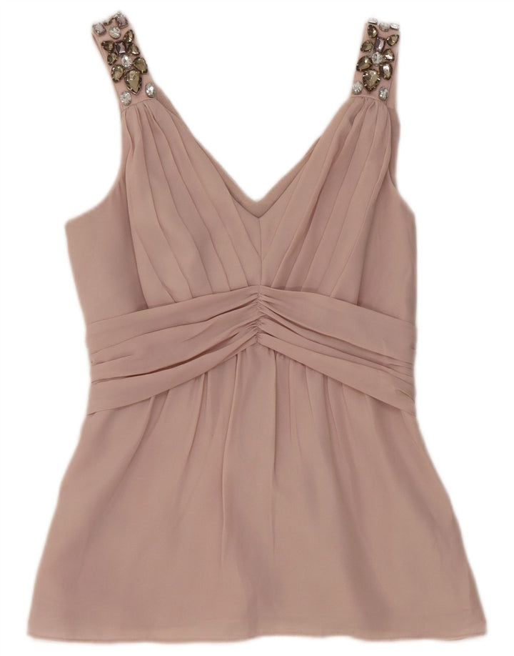 Coast Chemisier court sans manches pour femme UK 8 Petit Rose Polyester