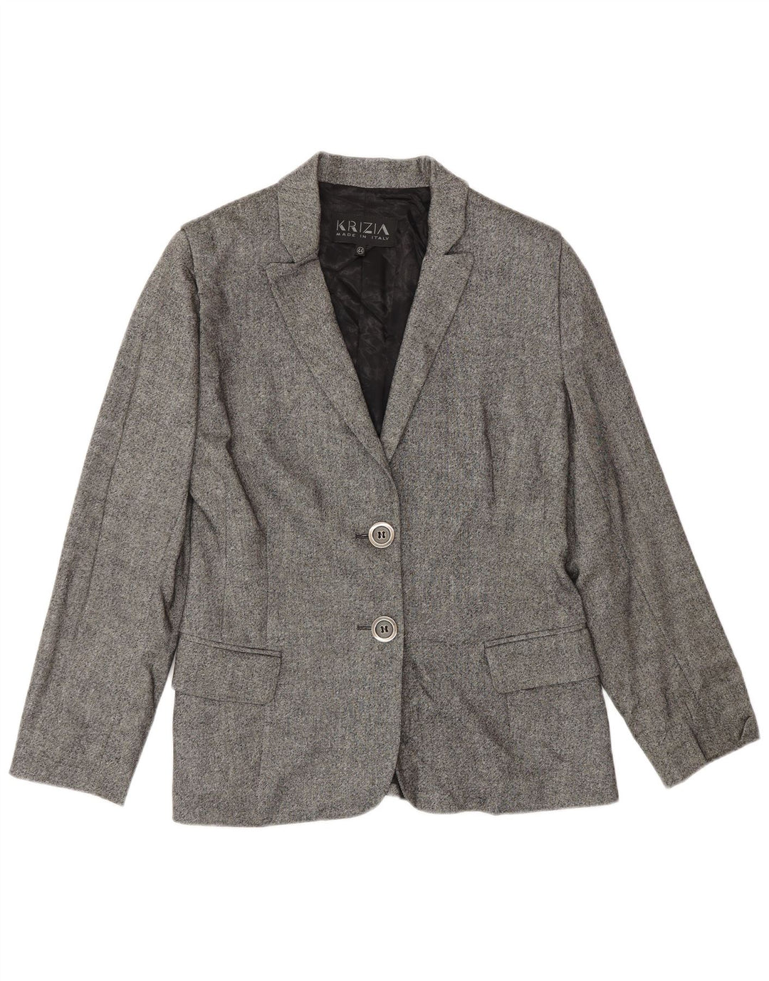 Krizia Veste Blazer 2 Boutons Femme IT 44 Laine Gris Moyen