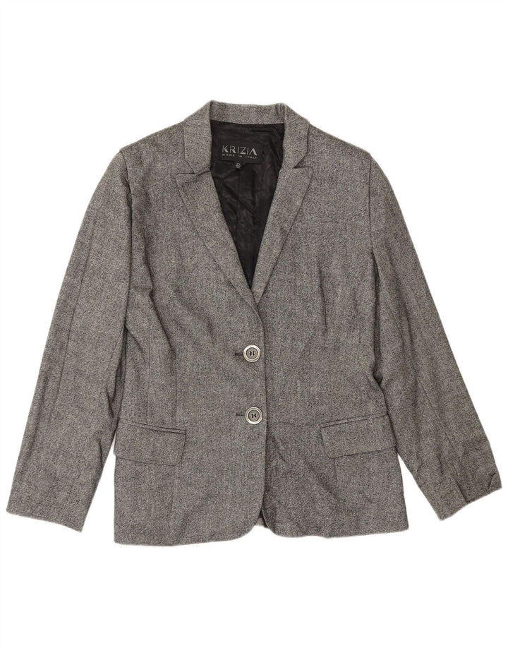 Krizia Veste Blazer 2 Boutons Femme IT 44 Laine Gris Moyen