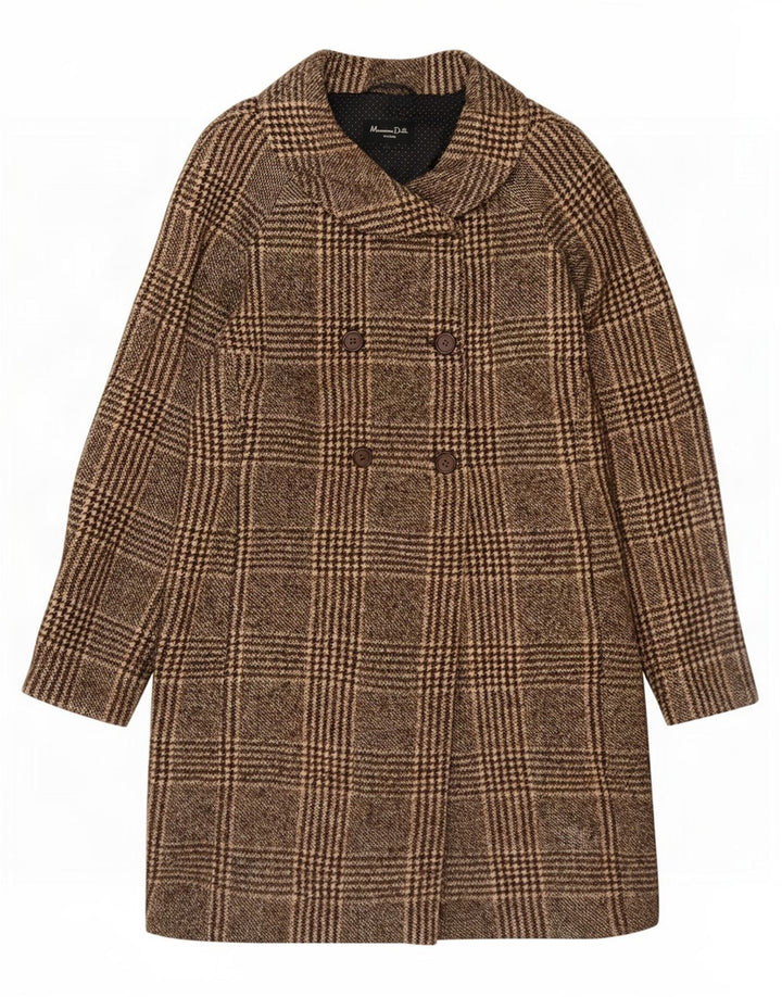 Massimo Dutti Manteau croisé pour femme EU 40 Pied de poule marron moyen