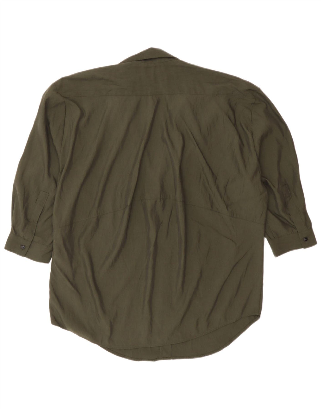 Zara Chemise pull surdimensionnée à manches 3/4 pour femme UK 6 XS Kaki Lyocell