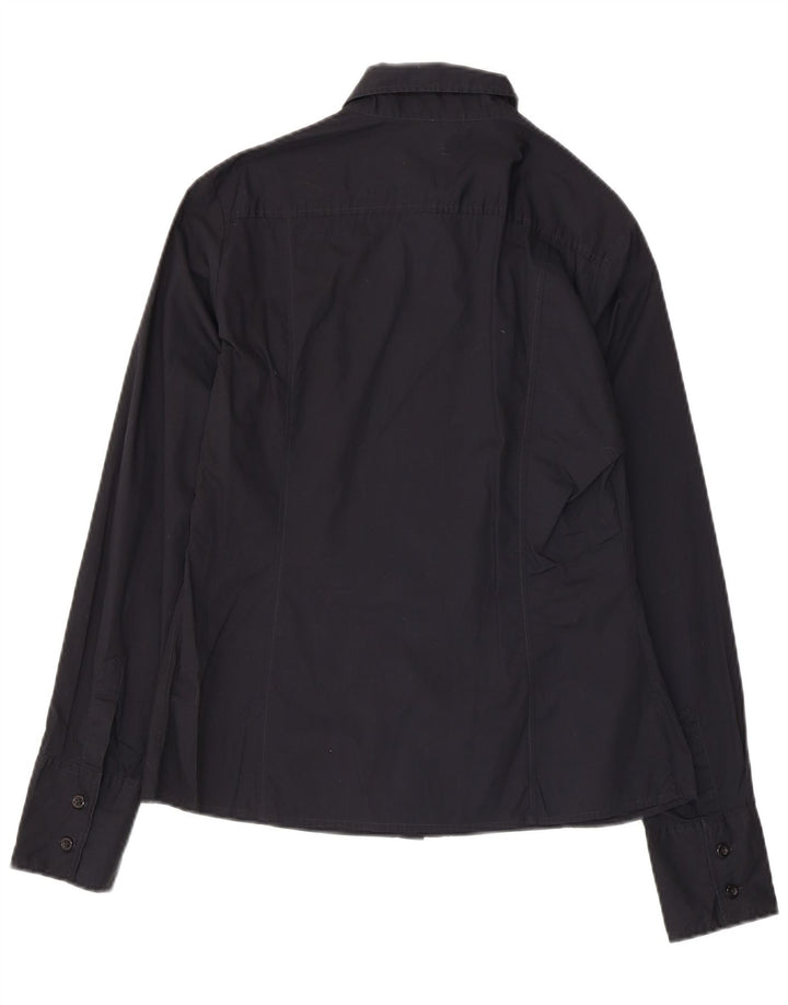 Benetton Chemise Femme UK 14 Large Noir Coton