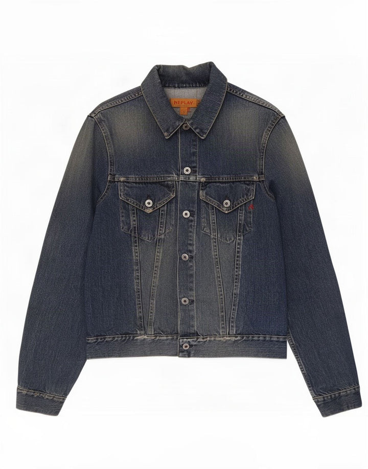 Replay Veste en jean vieilli pour homme UK 40 Large Bleu Coton