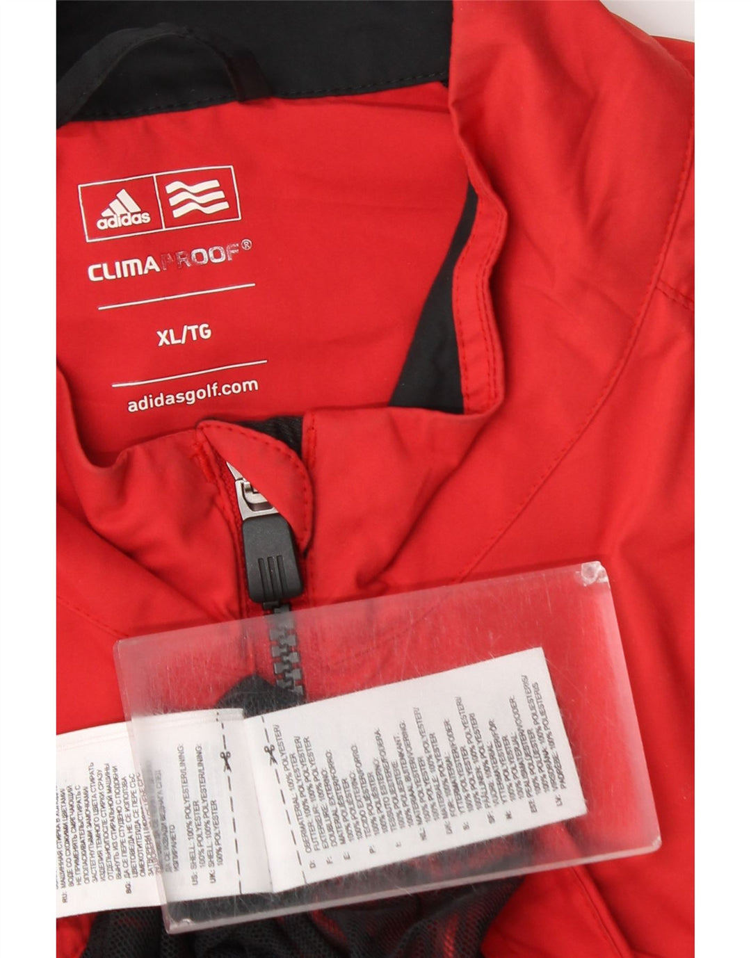 Adidas Veste de pluie Clima Proof pour homme UK 42 XL Rouge Colorblock Polyester