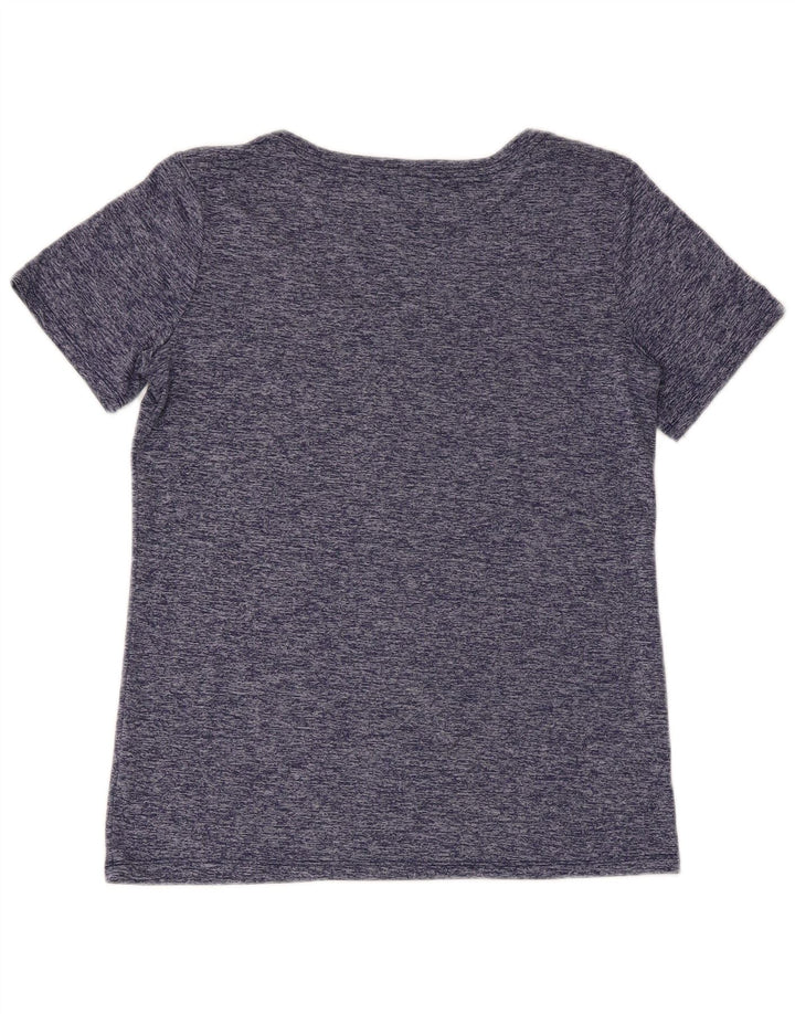 Nike Womens Dri Fit T-Shirt Top UK 10 Petit Bleu Marine Moucheté Polyester